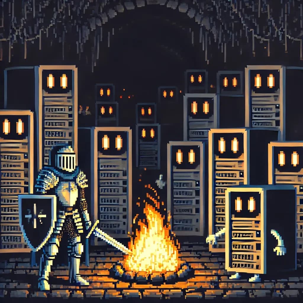 Dark Souls servers illustration — bonfire metaphor for serverless infrastructure